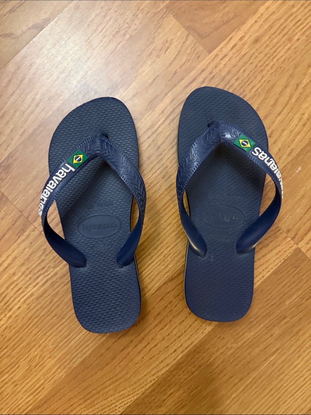 Havaianas Navy Blue Brazil Logo Flip Flops